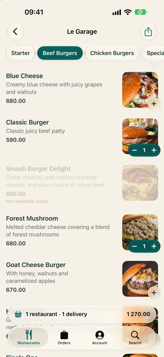 Full menus with photos