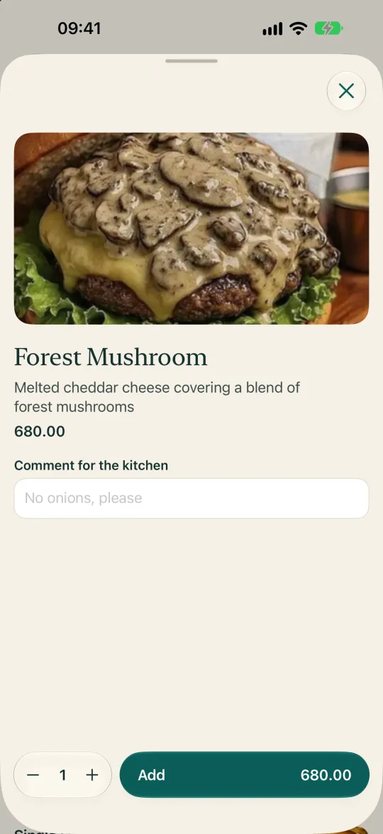 Pick options, add a note for the kitchen