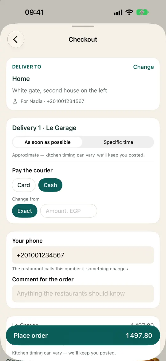 Pay the courier: cash, card or Instapay