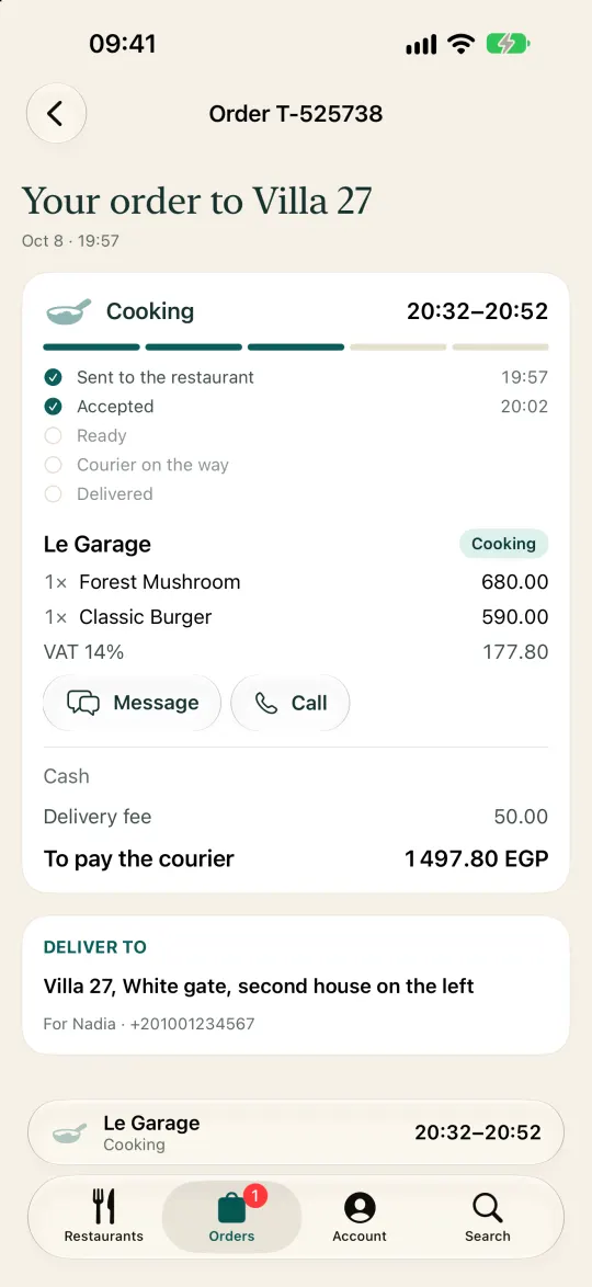 Follow your order live
